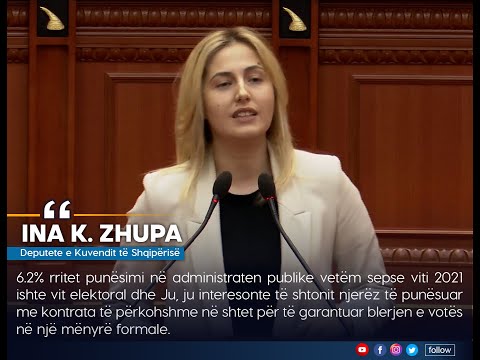 Ina Zhup:  Punësimi në administraten publike u rrit vetëm sepse viti 2021 ishte vit elektoral