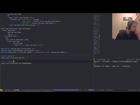 Advent of Code 2018 - Clojure - Day 12