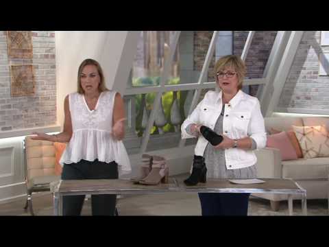 Earthies Suede Peep-toe Block Heel Booties - Santo on QVC