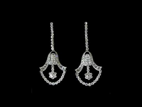 18k White Gold 2.25ct (TDW) Cluster Diamond Dangling Earrings