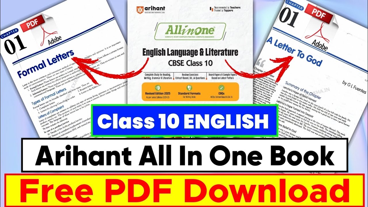 Class 10 English Arihant All In One Book PDF Free Download || Best Book For CBSE Board Exam 2025