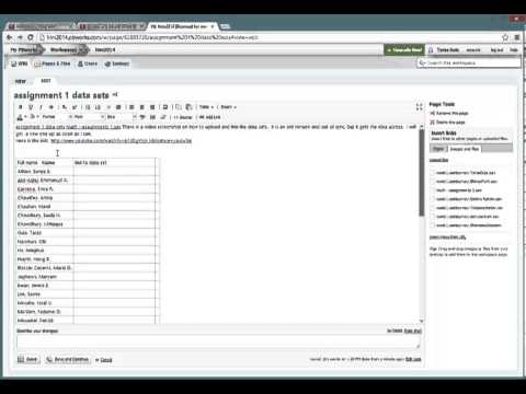 uploading data set to pbworks