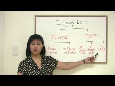Part of a video titled Speaking English - How to talk about your birthplace and birthday