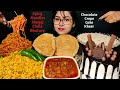 Eating Maggi Chole Bhature Spicy Noodles Kheer Chocolate Cake Big Bites Messy Eating ASMR