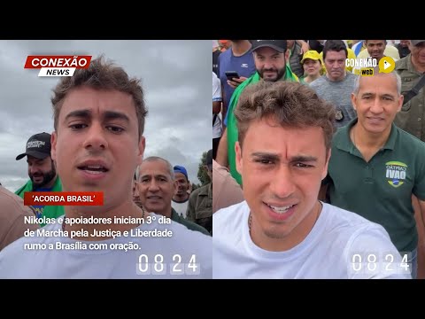 Vídeo: Nikolas e apoiadores iniciam 3º dia de Marcha pela Justiça e Liberdade rumo a Brasília com oração.