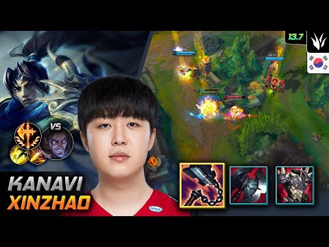 Kanavi Jungle Xin Zhao Build Goredrinker Conqueror - LOL KR 13.7