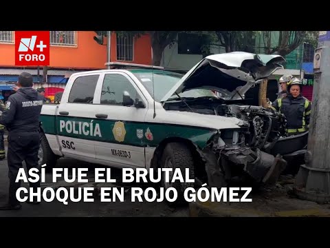 Momento exacto del choque de patrulla con 2 autos en Rojo Gómez, Iztapalapa - Las Noticias
