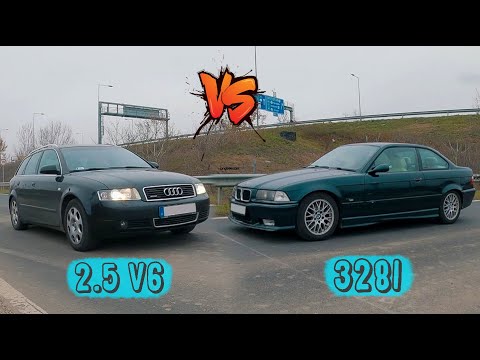 BMW E36 328i vs AUDI A4 AVANT 2.5 V6 🚗🚦 #mitmegyszázon
