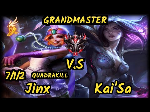 JINX vs KAI'SA - QUADRAKILL 7/1/2 KDA BOTTOM ADC GAMEPLAY - EUW Ranked GRANDMASTER