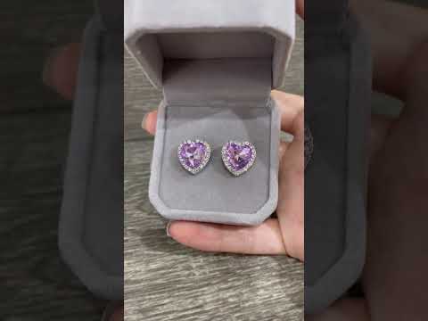 Подарок девушке серьги "Сердечки красный рубин" в серебристой оправе с цирконами В бархатной коробочке - фото 1 - id-p2829299244