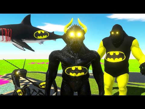 BATMAN TEAM vs SHAZAM and HUGGYWUGGY T-REX, IRONMAN GORO, DEATH RUN - Animal Revolt Battle Simulator
