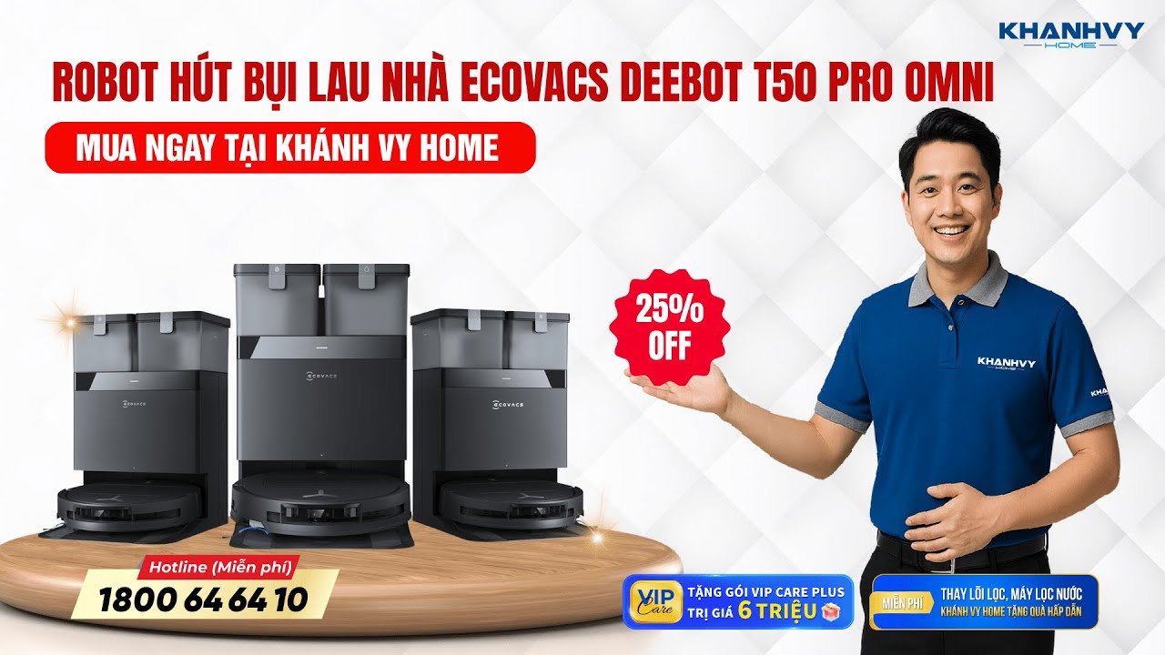 Robot hút bụi lau nhà Ecovacs Deebot T50 Pro Omni