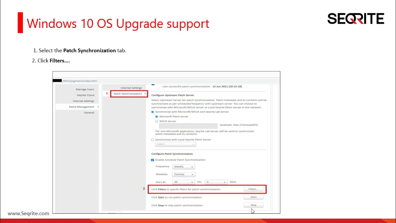 How to upgrade Windows 10 using Patch Management feature of Seqrite EPS SP5?