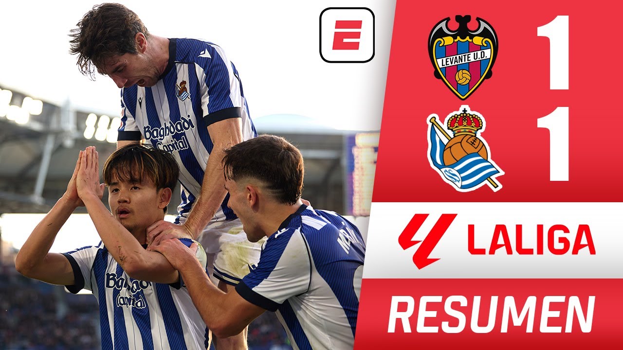 REAL SOCIEDAD dejó escapar puntos en el cierre ante el sotanero LEVANTE con empate 1-1 | La Liga