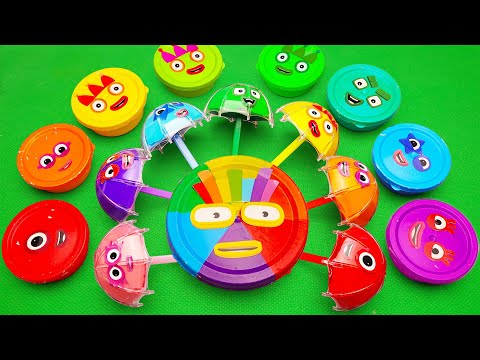 Cleaning Cocomelon in Umbrella Shapes with Rainbow SLIME Mixing Coloring! Satisfying ASMR Videos