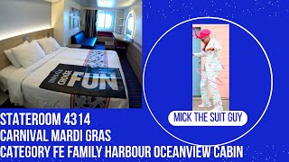 Cabin 4314 on Carnival Mardi Gras A Category FE Family Harbour Oceanview Stateroom