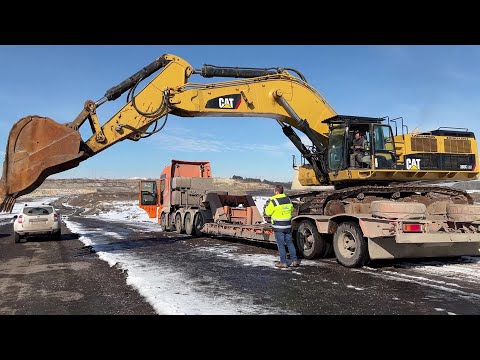 Loading And Transporting On Site The Caterpillar 385C Excavator - Sotiriadis/Labrianidis Mining