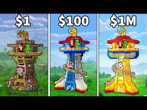 JJ and Mikey: POOR vs RICH Paw Patrol Tower Battle in Minecraft - Maizen