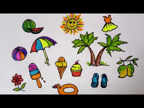Summer season drawing | 12+ summer things activities drawing easy, summer doodles