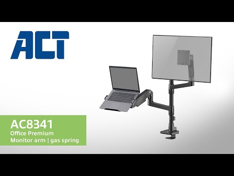 Monitor arm 49" and laptop mount office premium, gas spring, pole mounted, 1 monitor