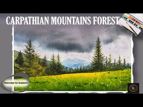 Watercolour Landscape Tutorial for Beginners | Carpathian Mountains & Forest I RAJU MORE I
