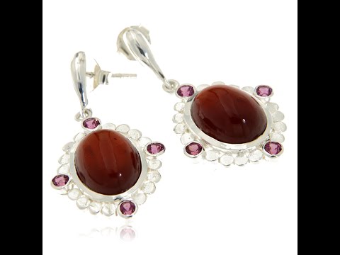 Cercei Argint 925 Granat Hesonit Natural Cubic Zirconia - Eleganta si Rafinament
