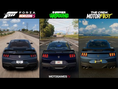 Forza Horizon 5 vs NFS Unbound vs The Crew Motorfest - Ford Mustang Dark Horse Sound Comparison
