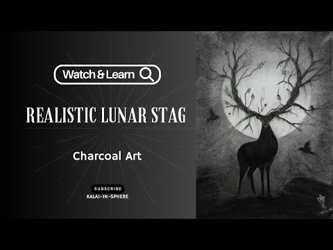 Lunar Stag Charcoal Art | Easy drawing Tutorial | Kalai-in-Sphere