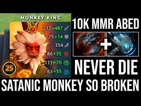 Super Carry Immortal Monkey King with Satanic | EPIC 10000 MMR Power by Abed Brutal Damage Dota 2