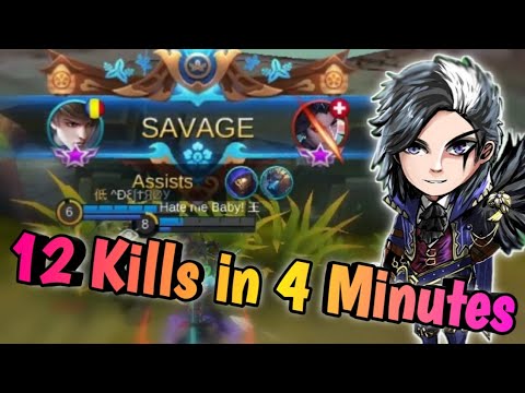 Gusion Savage 12 Kills in 4 Minutes - S 13 Build & Emblem Set | Mobile Legends: Bang Bang