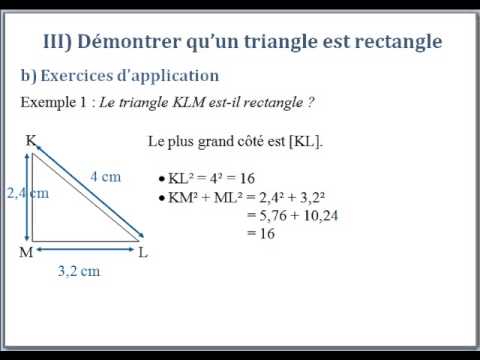 comment démontrer qu'un triangle est rectangle