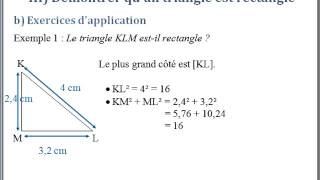 III) b) Démontrer qu'un triangle est rectangle - Exercices d'application