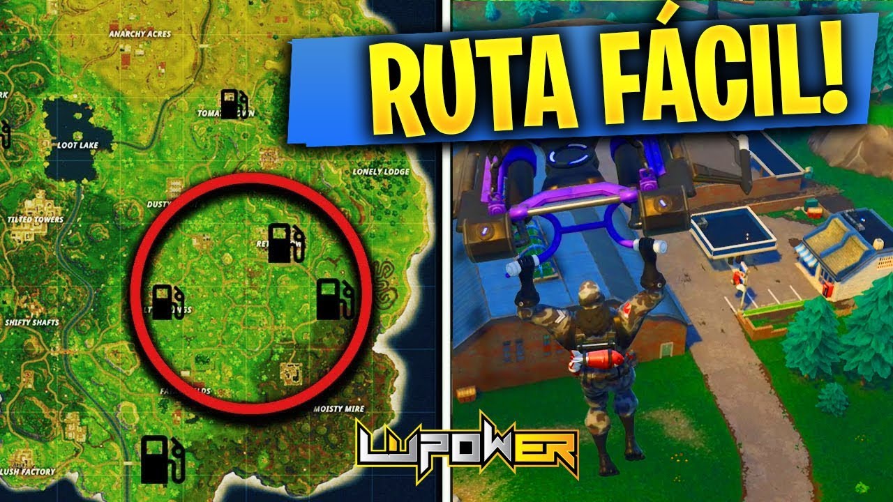 guia fortnite battle royale mapa y video para el desafio visita gasolineras - lugares de fortnite con manzanas