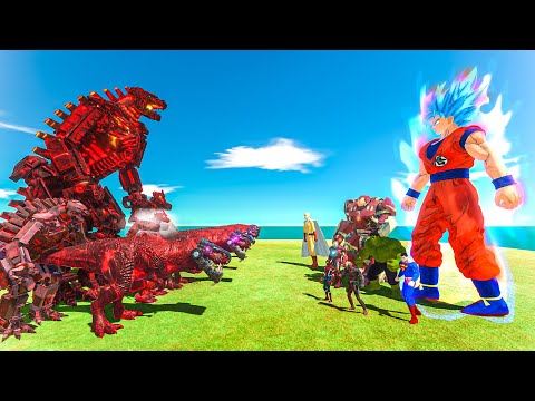 Mechagodzilla Evolution vs Goku and Friends – Animal Revolt Battle Simulator