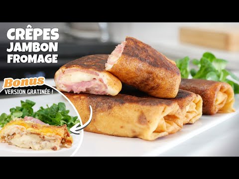 Ham‑cheese stuffed crepes, skillet or gratin version