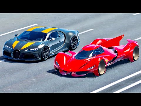 2025 Ferrari Piero T2 LM Stradale LMP1 vs Bugatti Chiron SS 300+ at Drag Race 20 KM