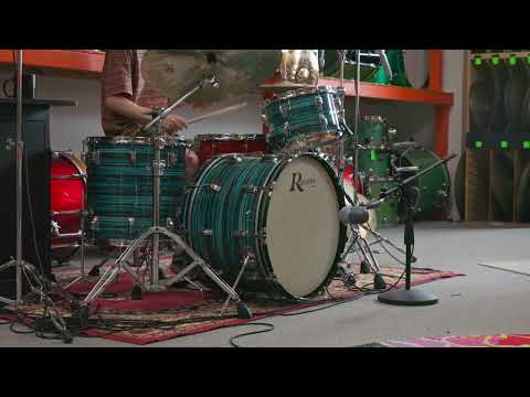 Vintage Rogers Turquoise Strata 14x22 8x12 and 16x16 Drum Set image 17