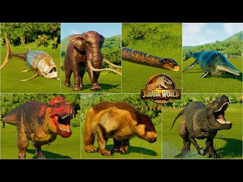 ALL 19 NEW DINOSAUR SPECIES, REPTILES and PREHISTORIC ANIMALS INTRO in JWE2 | MODS