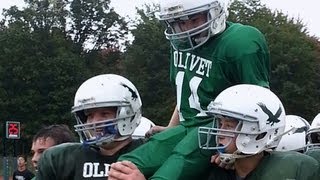 On the Road: Middle school football players execute life-changing play