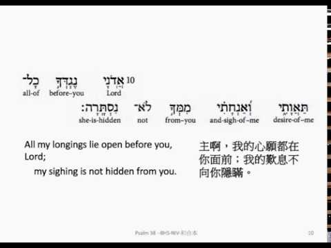 Psalm 38: Hebrew interlinear audio Bible 希伯來文聖經:詩篇第三十八篇