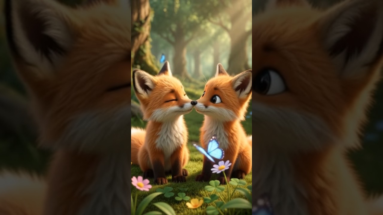 🦊🦊 Two Cute Baby Foxes in a Magical Forest | AI 3D Animal Video
