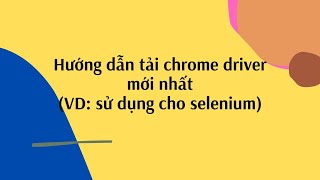 [Tip] - Hướng dẫn tải chrome driver mới nhất (VD: sử dụng cho selenium