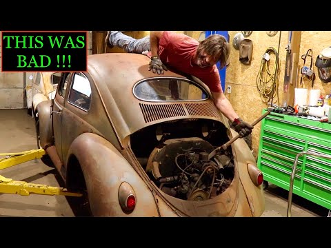 Worst VW Engine Removal Ever! Abandoned rare 1955 Oval Vw Beetle Revival