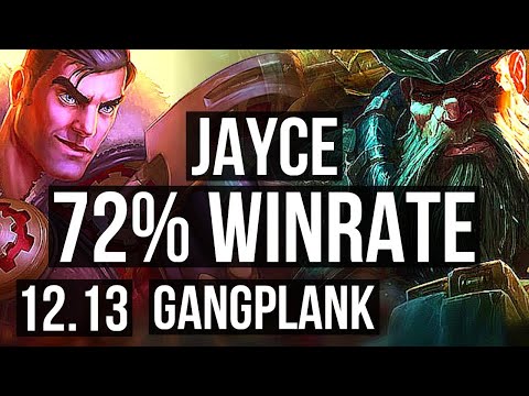 JAYCE vs GANGPLANK (TOP) | 72% winrate, Legendary, 9/3/9 | KR Grandmaster | 12.13