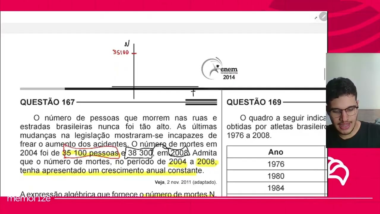 Resolução em Vídeo — Questão 167 ENEM 2014 Reaplicação