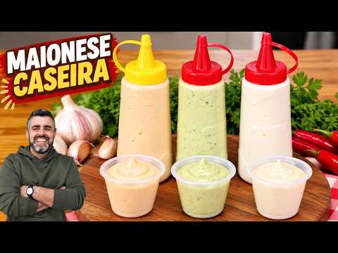 3 MAIONESES CASEIRAS QUE VÃO DEIXAR QUALQUER LANCHE PERFEITO! 😱 ALHO, VERDE E PIMENTA