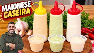 3 MAIONESES CASEIRAS QUE VÃO DEIXAR QUALQUER LANCHE PERFEITO! 😱 ALHO, VERDE E PIMENTA