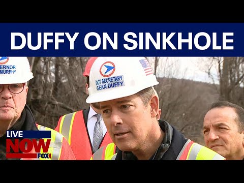 Video | Transportation sec. Duffy visits New Jersey I-80 sinkhole
