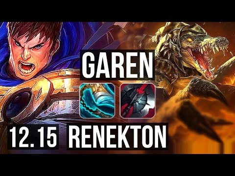 GAREN vs RENEKTON (TOP) | Rank 3 Garen, 9/0/1, 7 solo kills, 1.3M mastery | KR Grandmaster | 12.15
