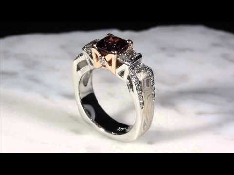 Mokume Borealis Three Stone Engagement Ring